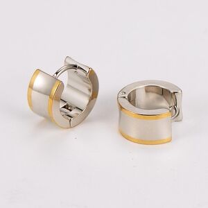Two Tone Huggie Hoop Earrings Silver & Gold Elegance
